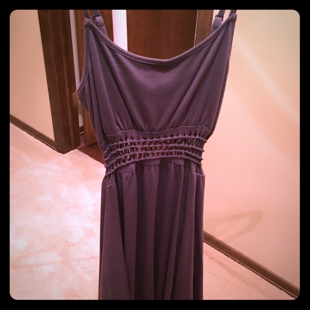 Dark gray cotton high low dress