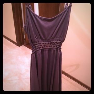 Dark gray cotton high low dress