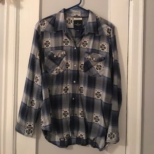 AEO Boyfriend Fit Embroidered Plaid Shirt
