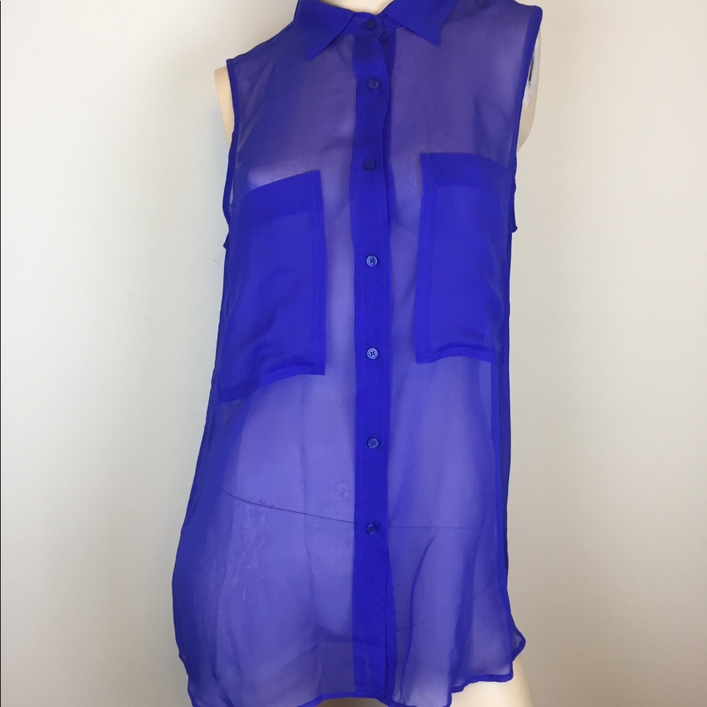 NEW Lavender Brown Royal Blue Blouse Size Large
