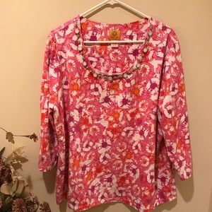 Multi print 3/4 sleeve top