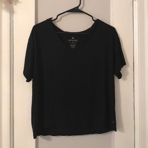 AEO Black Boxy Crop Top