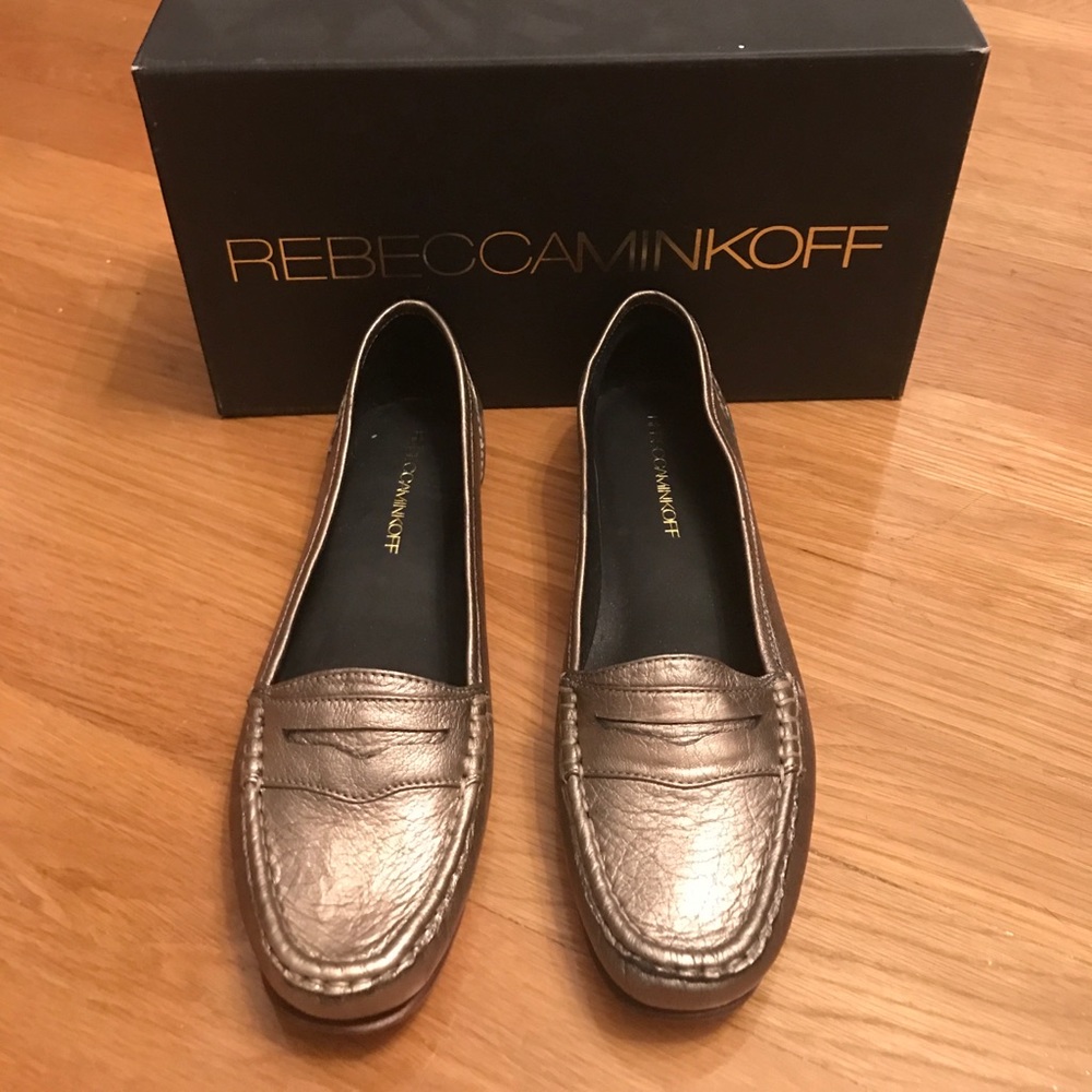 New Rebecca Minkoff Man Penny Loafer in gold