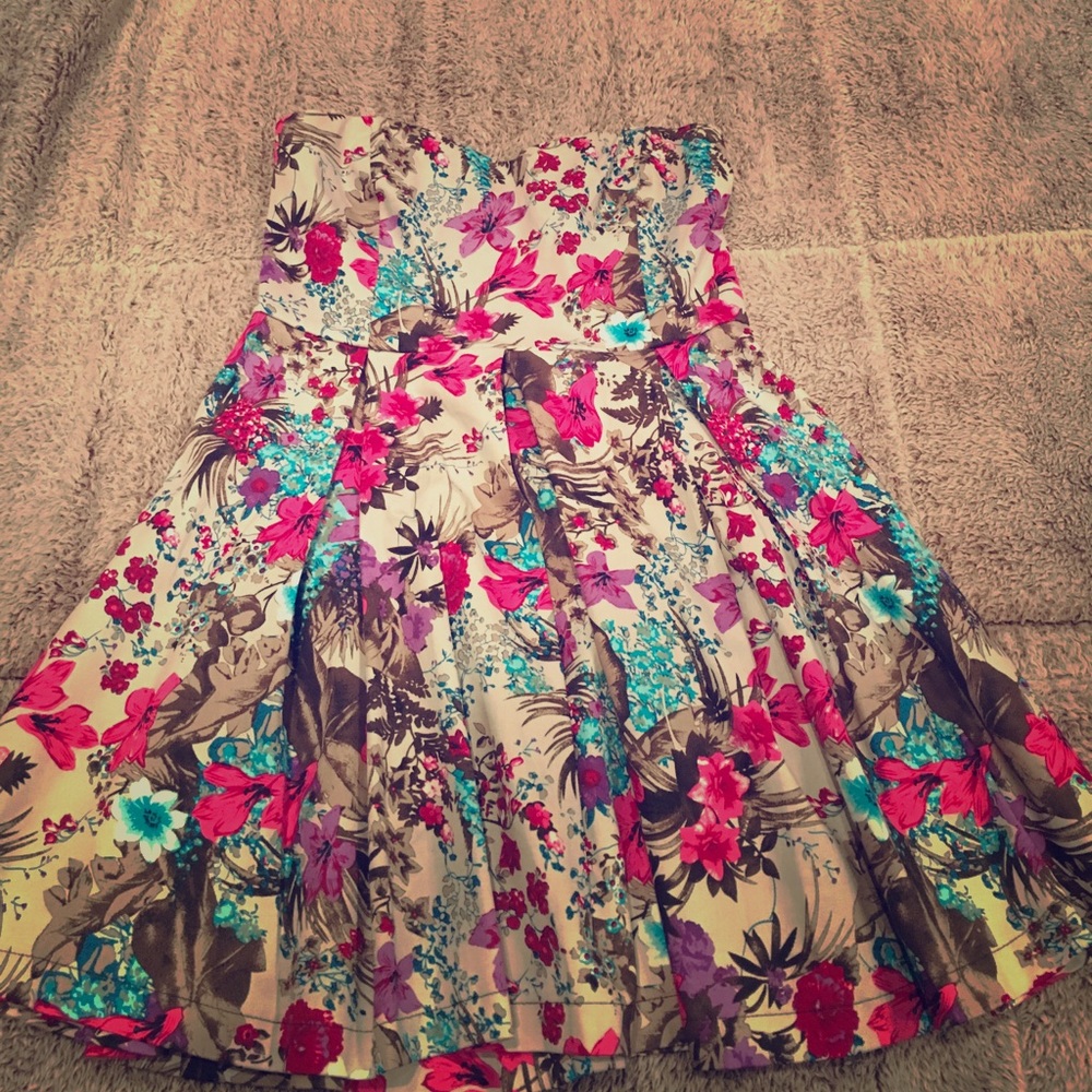 Strapless floral dress