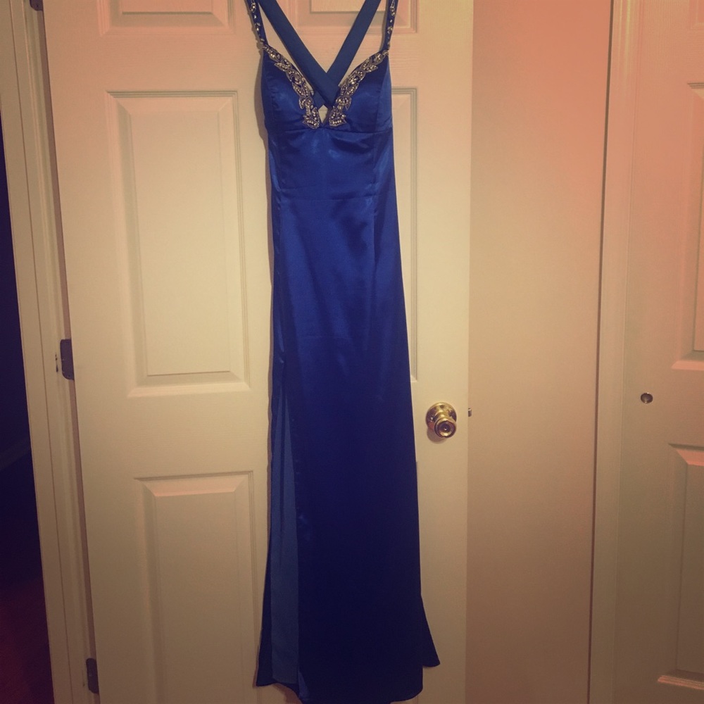Royal Blue Tony Bowls Gown w/ Beading