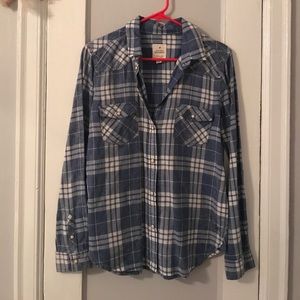 Boyfriend Fit Blue Plaid Shirt