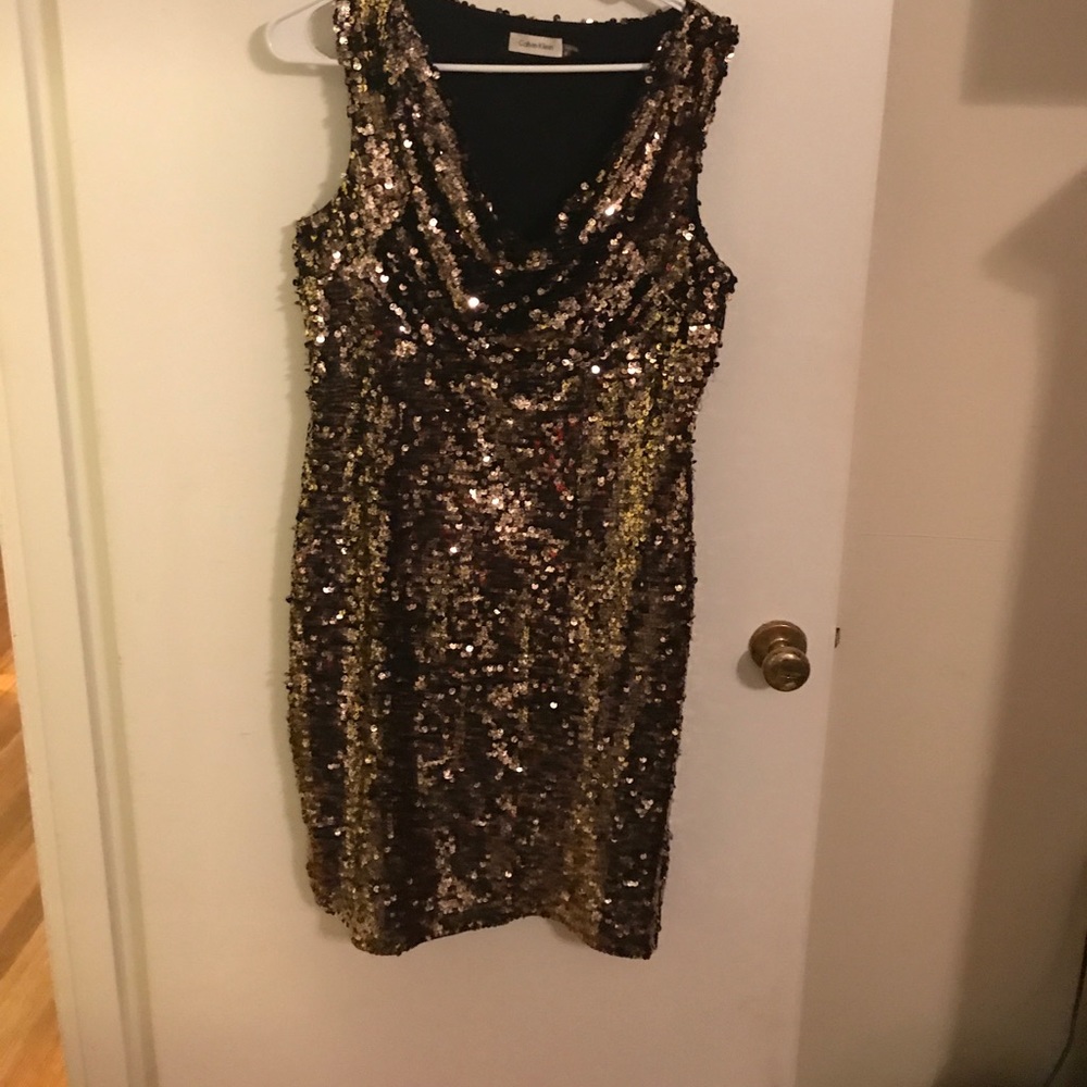 Gold sequin dress