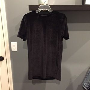 ASOS Velvet material black longline tee