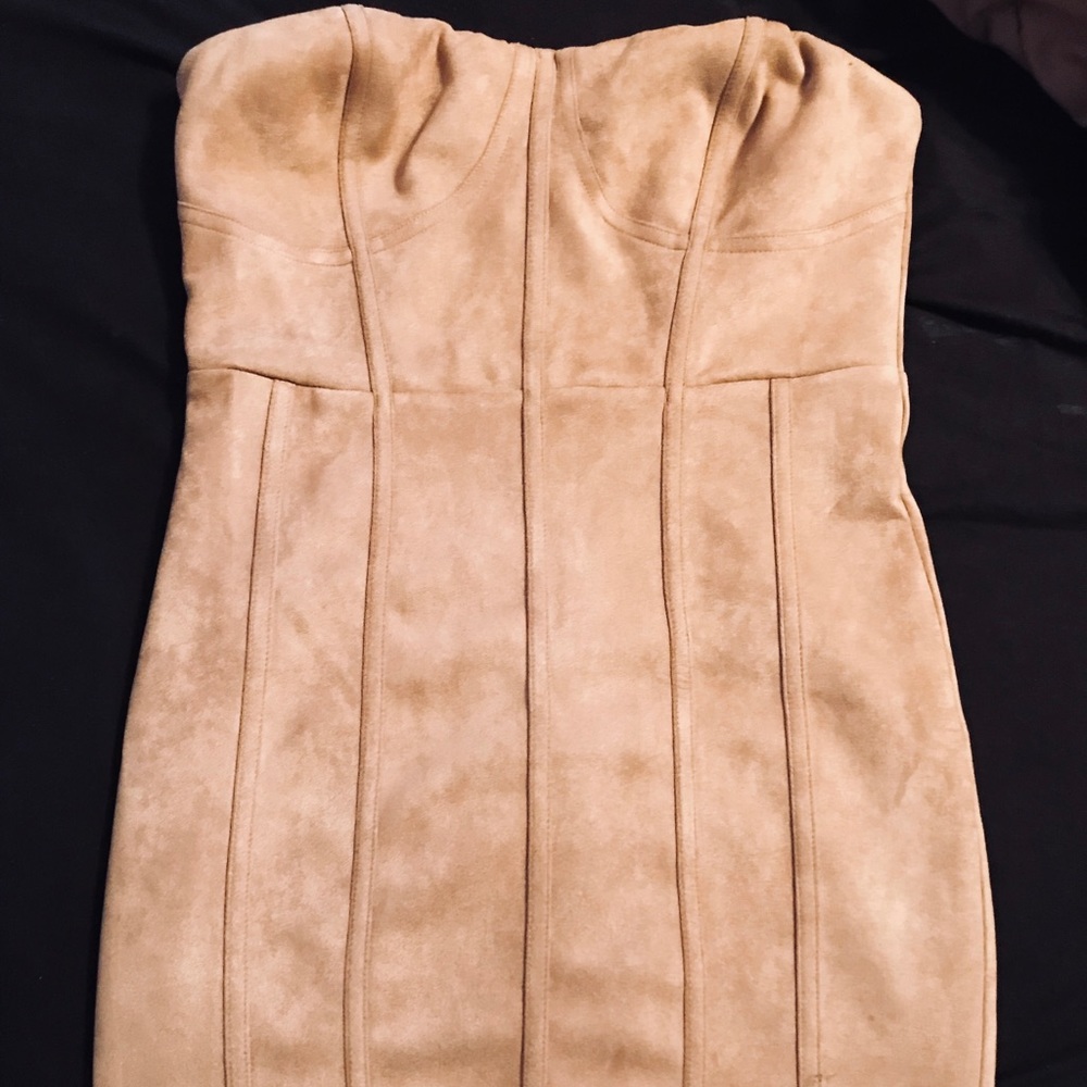 Suede tan tube dress