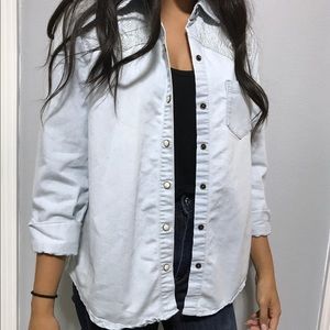 Embroidered denim shirt