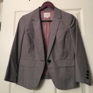 Grey Cropped Sleeve Suit Jacket