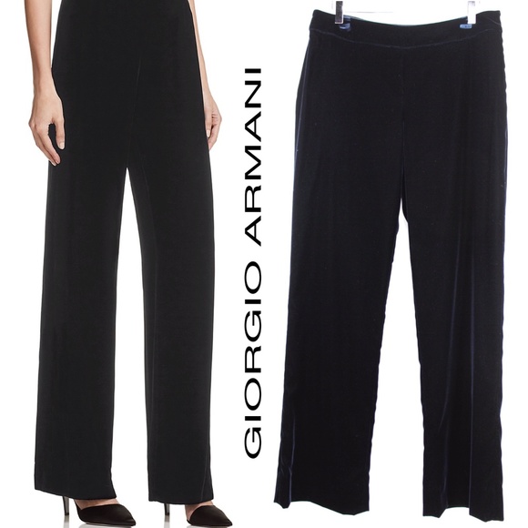 Giorgio Armani Pants - Giorgio Armani Navy Velvet Straight Trousers 992