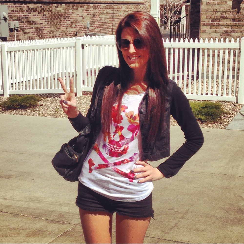 Floral skull and crossbones tank