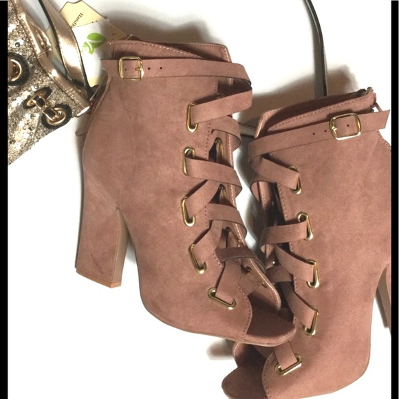 Shoes - Last pair Dark blush faux suede lace up sz 9 nib