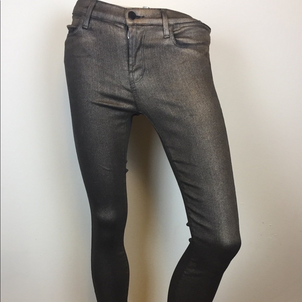 NEW J Brand Gold Metallic Skinny Jeans