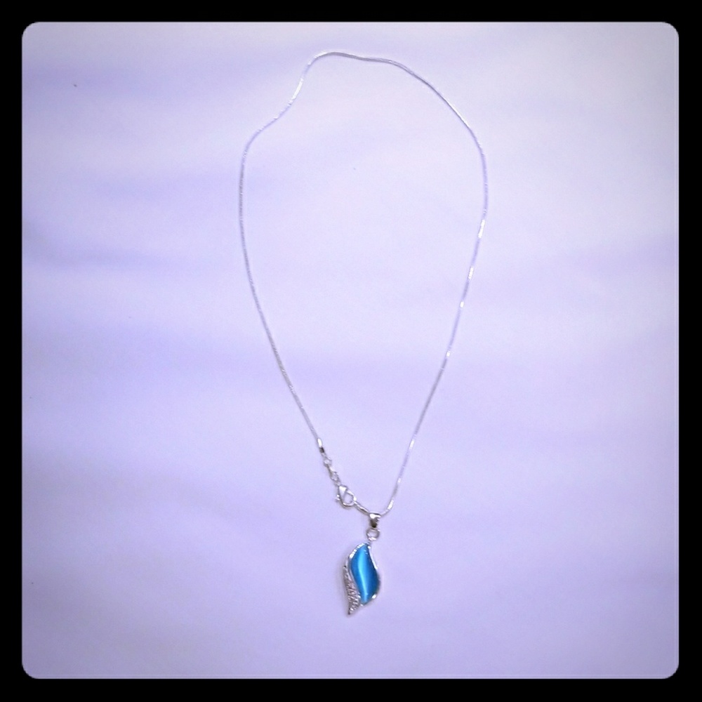 Silver necklace blue coral