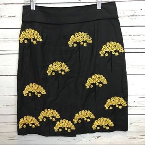 Black Embroidered Anthro Pencil skirt EUC