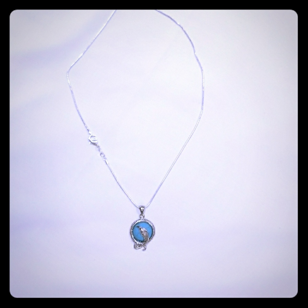 Silver necklace Snake pendant
