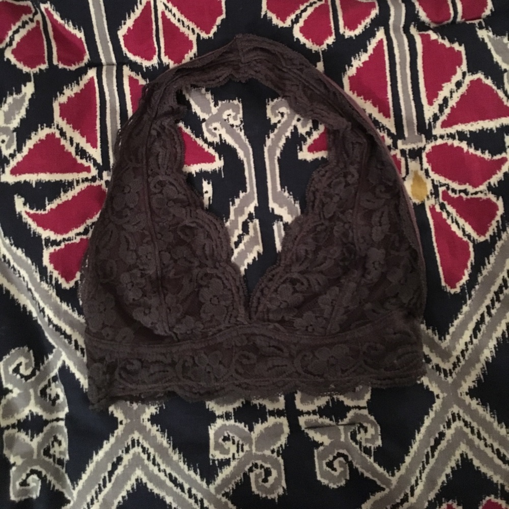 Charcoal grey lace bralette
