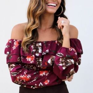 Off the shoulder fall floral top