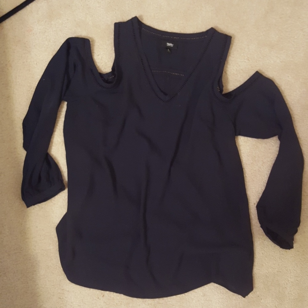 Navy cold shoulder top