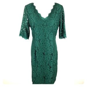 Adrianna Papell Dress Green Lace