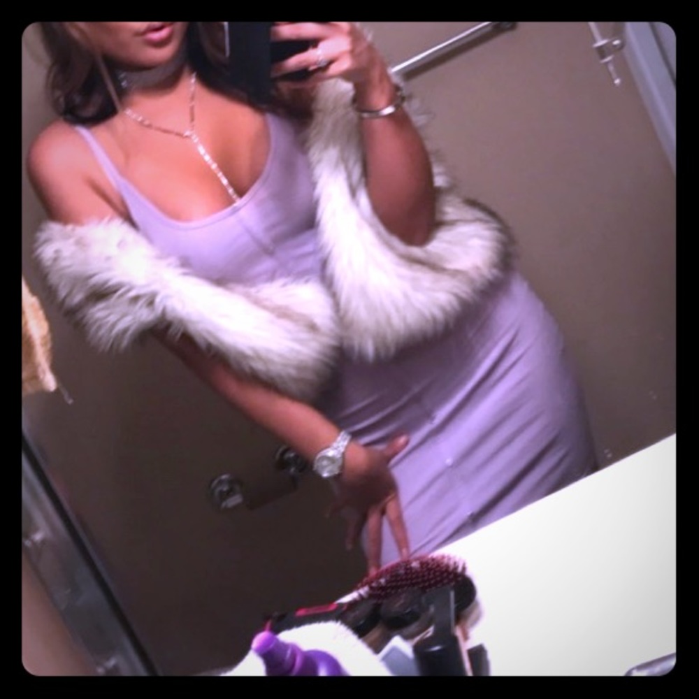 Lavender purple ribbed body con dress