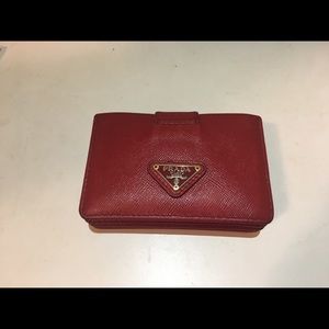 Red Prada saffiano card holder/ wallet (authentic)