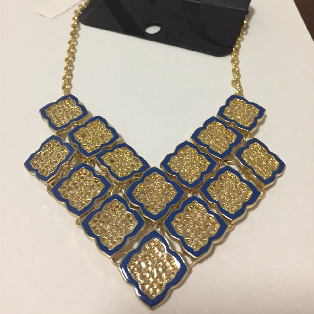 New York and Company Blue and Gold Necklace