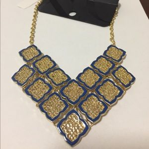 New York and Company Blue and Gold Necklace