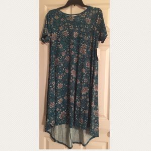 LuLaRoe Carly - Teal w/ Flowers - Small - NWT