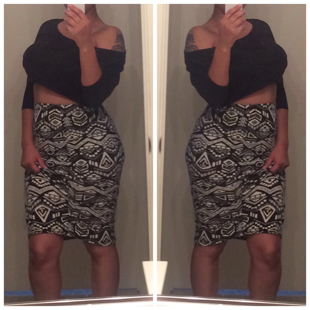 Abstract Pencil Skirt