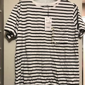 NWT ZARA Black and white striped tshirt