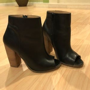 Black leather booties