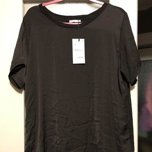 NWT ZARA Black mixed media tshirt