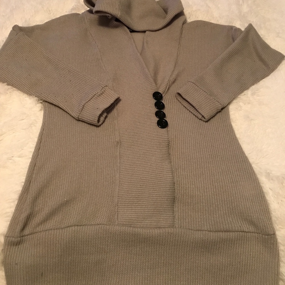 Grey sweater/sweatshirt with hoodie!