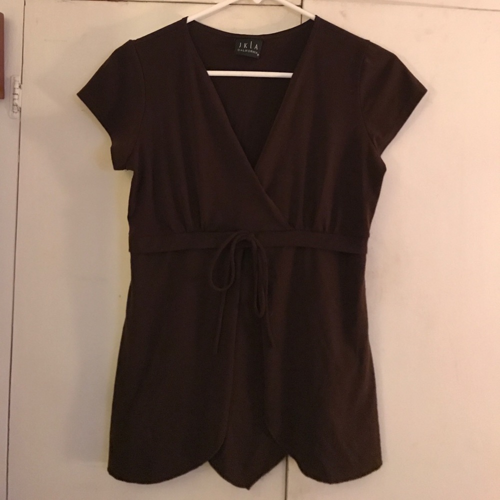 Brown Strech v-neck top