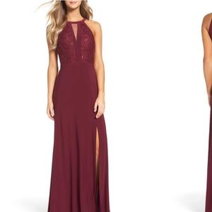 Cranberry Lace and Jersey Gown