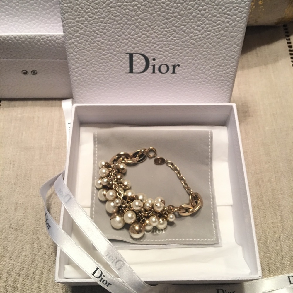 Dior Multi Strand Gold And White Pearls Bracelet - Picture 2 of 8