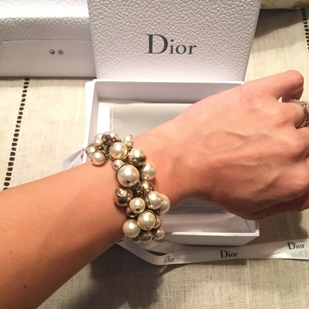 Dior Multi Strand Gold And White Pearls Bracelet - Picture 4 of 8