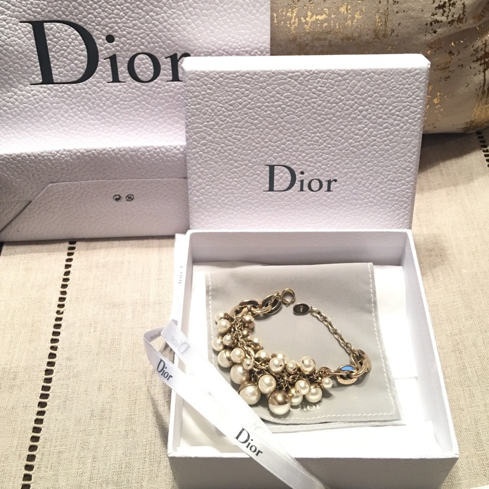 Dior Multi Strand Gold And White Pearls Bracelet - Picture 8 of 8