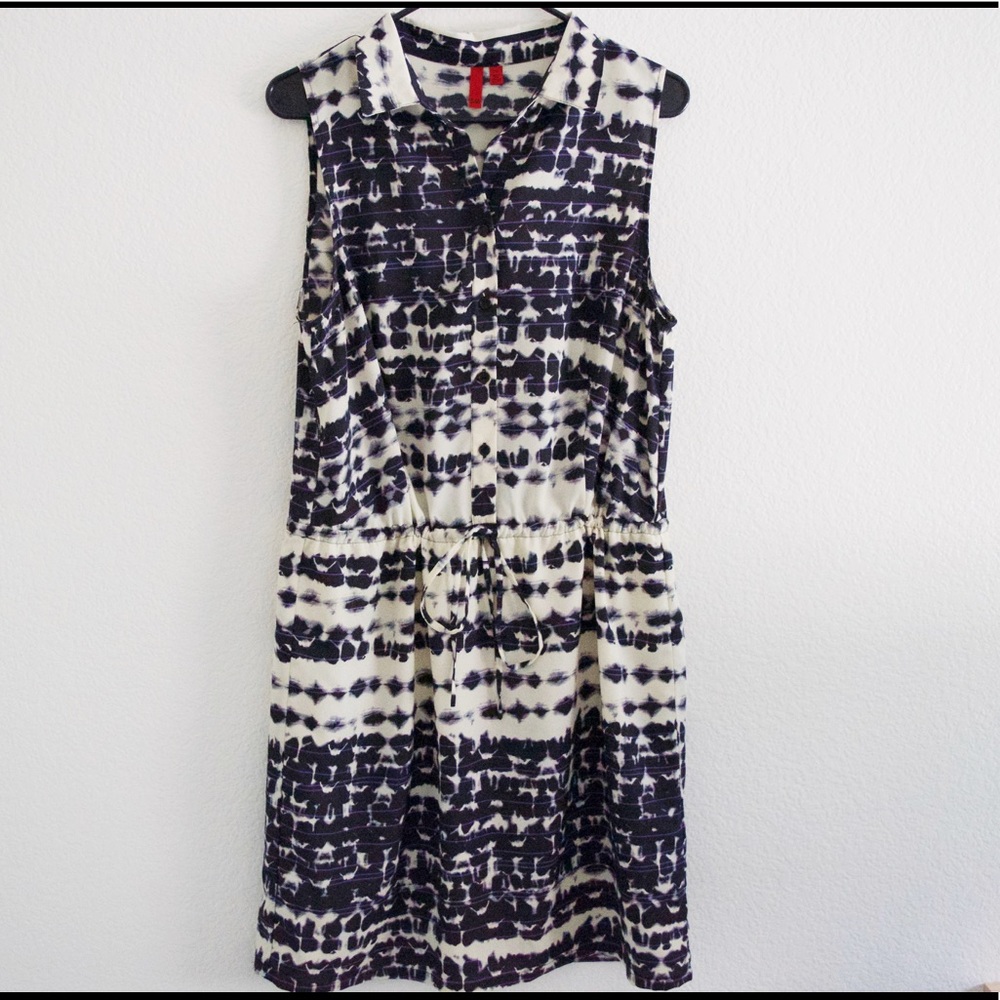 Deep Purple & Cream Drop Waist Patterned Dress