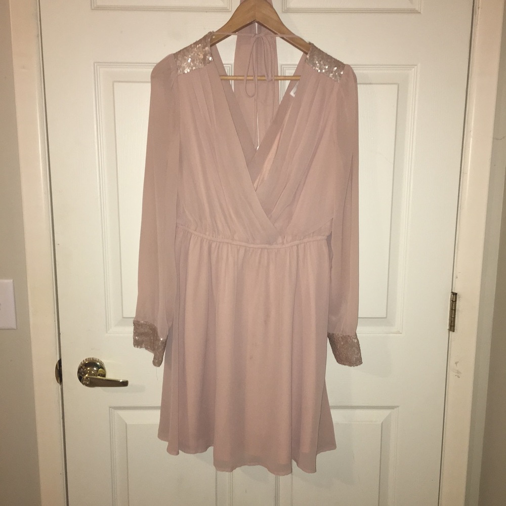 Pink Chiffon Sequin Dress