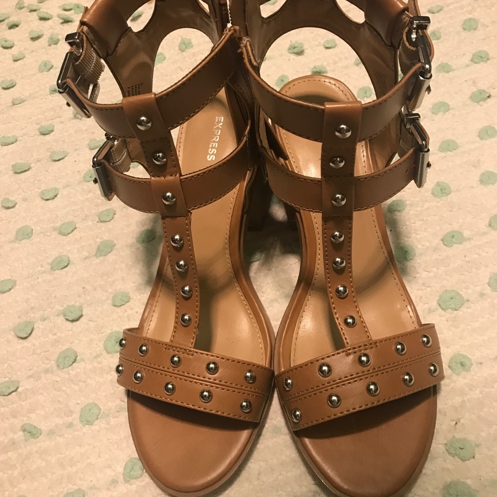 Tan block heels
