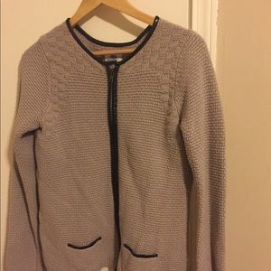 Old navy knit zip cardi with black pleather detail