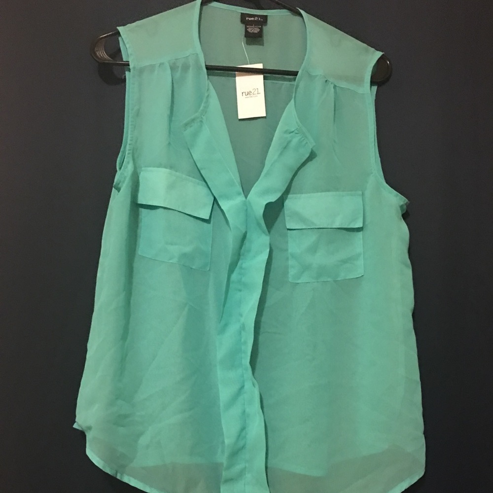 Sleeveless Turquoise Blouse