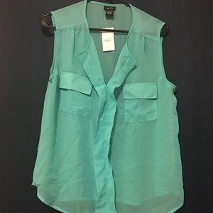 Sleeveless Turquoise Blouse