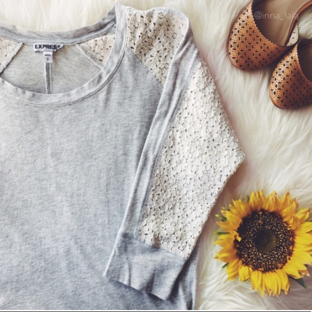 Gray top crochet lace sleeves