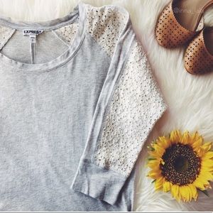 Gray top crochet lace sleeves