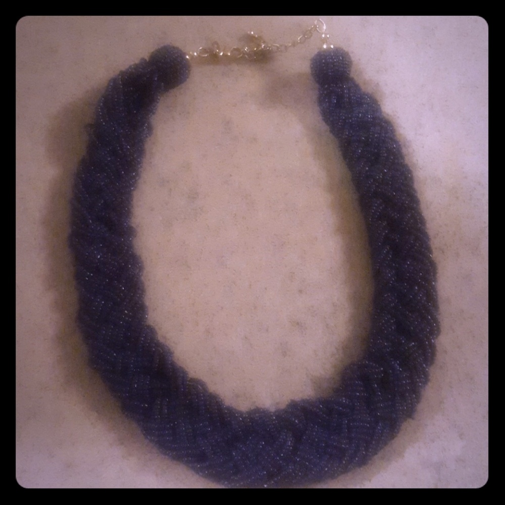 Navy blue beaded necklace